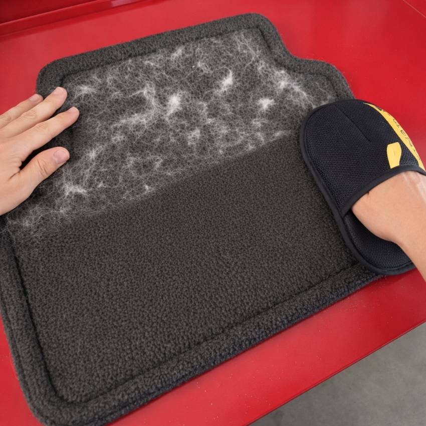 Retrait des poils sur un tapis d’auto